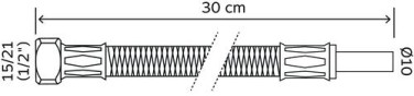 Flexible sanitaire 1 raccord écrou tournant femelle 15/21 et 1 tube lisse à souder ø10 - Longueur 300mm DN10
