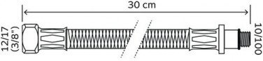 Flexible sanitaire 1 écrou tournant femelle 12/17 - 1 raccord mâle 10/100 - Longueur 300mm DN8