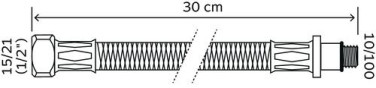 Flexible sanitaire 1 écrou tournant femelle 15/21 - 1 raccord mâle 10/100  - Longueur 300mm DN8