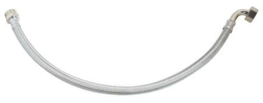 Flexible sanitaire 1 raccord mâle 15/21 - 1 coude écrou tournant femelle 20/27 - Longueur 1000mm DN8