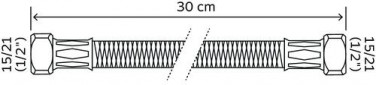 Flexible sanitaire 2 écrous tournants femelle 15/21 - Longueur 300mm DN10