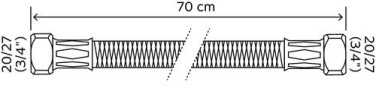 Flexible sanitaire 2 écrous tournants femelle 20/27 - Longueur 700mm DN10