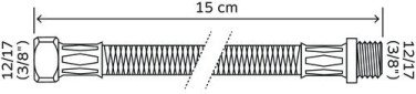 Flexible sanitaire 1 écrou tournant femelle 12/17 - 1 raccord mâle 12/17 - Longueur 150 mm - DN8