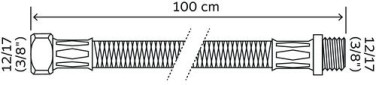 Flexible sanitaire 1 écrou tournant femelle 12/17 - 1 raccord mâle 12/17 - Longueur 1000 mm - DN10