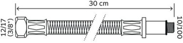 Flexible sanitaire 1 écrou tournant femelle 12/17 - 1 raccord mâle 10/100 prolongé - Longueur 300mm - DN8