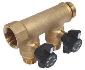 Collecteur 2 départs auto-échanche et auto-aligné avec minis vannes