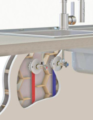 FIXOPLAC PER ø12 - M12/17 Sous lavabo plaque ALVÉOLAIRE raccords coudés à glissement 
