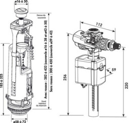 Mécanisme complet double poussoir OPTIMA S / AQUASTOP - SIAMP