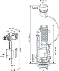 Mécanisme complet double poussoir OPTIMA 50 / Compact 95L - SIAMP