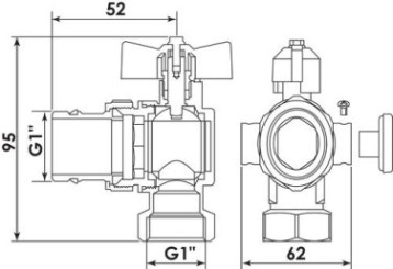 Kit vannes PCBT coudées laiton chromé avec thermomètre