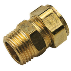 RACCORD DROIT MALE ET BICONE LAITON POUR TUBE CUIVRE Ø10-12/17