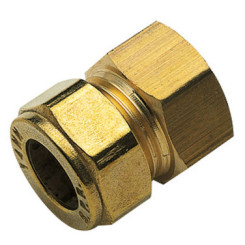 RACCORD DROIT FEMELLE ET BICONE LAITON POUR TUBE CUIVRE Ø10-15/21