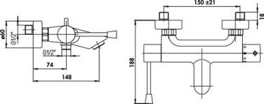 Thermostatique bain-douche à levier médical PMR 