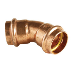 COURBE 45° CUIVRE A SERTIR GAZ DOUBLE FEMELLE Ø22