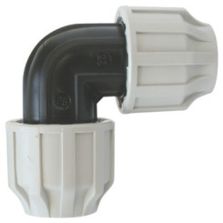 COUDE EGAL PLASTIQUE A SERRAGE EXTERIEUR POUR TUBE PE SEMI-RIGIDE Ø40