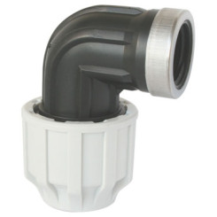 COUDE PLASTIQUE FEMELLE A SERRAGE EXTERIEUR POUR TUBE PE SEMI-RIGIDE Ø25-20/27
