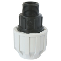 RACCORD PLASTIQUE MALE A SERRAGE EXTERIEUR POUR TUBE PE SEMI-RIGIDE Ø20-15/21