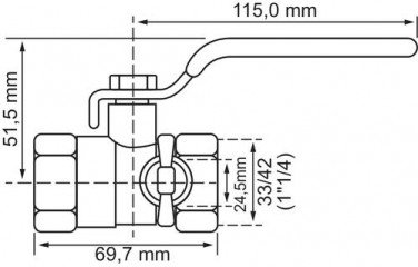 Vanne à sphère double femelle à purge 33/42 V370 à manette plate
