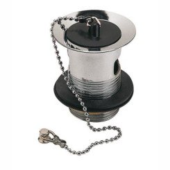 BONDE DE LAVABO A LANTERNE AVEC BOUCHON, CHAINETTE ET BORNE D'ATTACHE