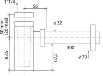 Siphon de lavabo design carré ø32