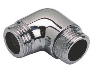 Raccord équerre laiton chromé double mâle 15/21