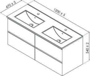 Meuble PANADURA à suspendre 120 cm gris mat