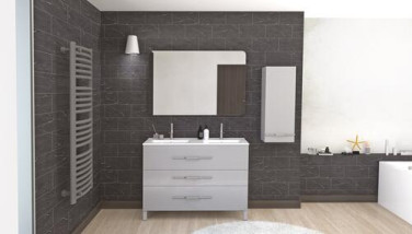 Meuble NANNING sur pieds 120cm gris souris