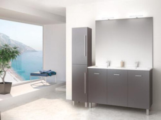 Meuble NEW YORK sur pieds 120cm gris mat