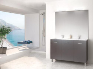 Meuble NEW YORK sur pieds 120cm gris mat