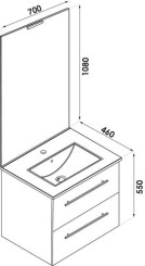 Meuble NEW YORK à suspendre 70cm gris mat