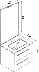 Meuble NEW YORK à suspendre 80cm gris mat