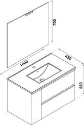 Meuble BOSTON à suspendre 100cm béton