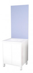 Meuble ODESSA sur pieds 2 portes 60cm blanc miroir affleurant