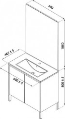 Meuble ODESSA sur pieds 2 portes 60cm blanc miroir affleurant