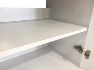 Meuble ODESSA sur pieds 2 portes 60cm blanc miroir affleurant