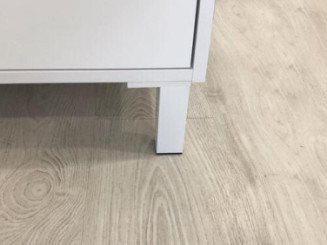 Meuble ODESSA sur pieds 2 portes 80cm blanc miroir suspendu