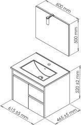 Meuble LUMPUR à suspendre 60cm miroir suspendu