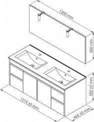 Meuble LUMPUR à suspendre 120cm miroir suspendu