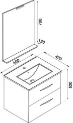 Meuble DUBAI à suspendre 60cm rose poudré