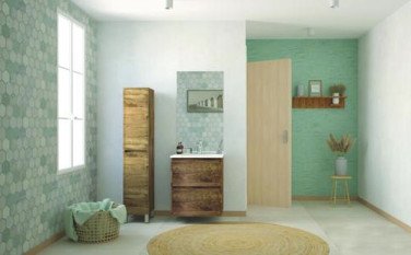 Meuble ODESSA à suspendre 2 tiroirs 80cm blanc miroir affleurant
