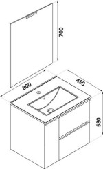Meuble BOSTON à suspendre 80cm bleu paon