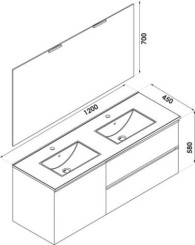 Meuble BOSTON à suspendre 120cm bleu paon