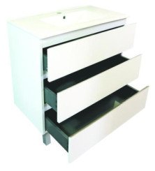 Meuble OSLO sur pieds 3 tiroirs 80cm blanc mat