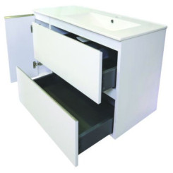 Meuble OSLO à suspendre 2 tiroirs & 1 porte 90cm blanc mat