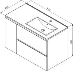 Meuble OSLO à suspendre 2 tiroirs & 1 porte 90cm blanc mat