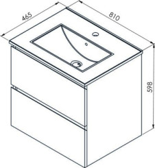 Meuble OSLO à suspendre 2 tiroirs 80cm blanc mat avec vasque noire