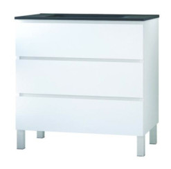 Meuble OSLO à suspendre 3 tiroirs 80cm blanc mat avec vasque noire