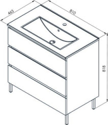 Meuble OSLO à suspendre 3 tiroirs 80cm blanc mat avec vasque noire