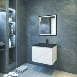 Meuble LONDRES a suspendre 60cm blanc avec miroir LED SEVILLE 