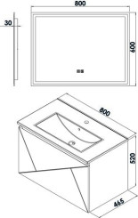 Meuble LONDRES a suspendre 80cm noir avec miroir LED SEVILLE 